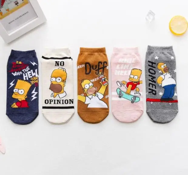 🧦 جوارب نسائية قصيرة برسومات كرتونية لطيفة 🐾
